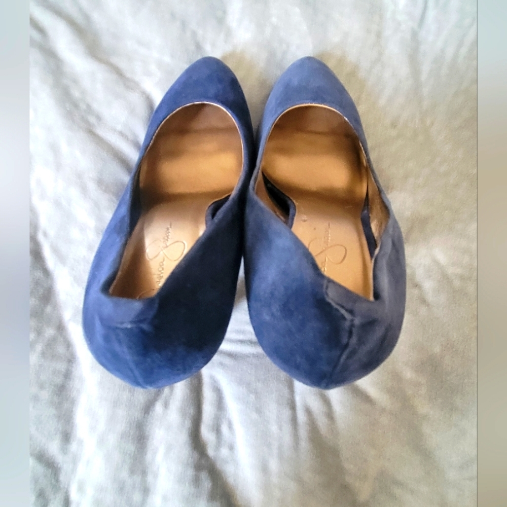 Size 10 Jessica Simpson blue suede pumps